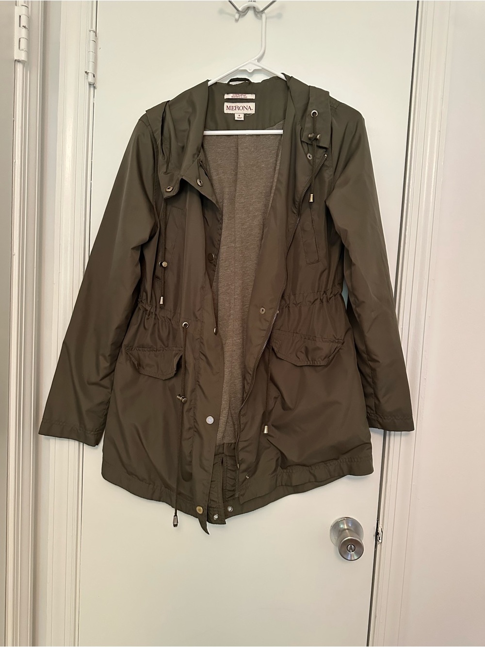 Merona Olive Green Hooded Utility Jacket for Women